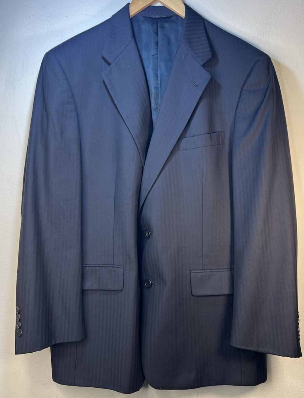 VTG Burberrys Mens Two Button Sport Jacket Navy Blue 100% Pure Wool 42R USA